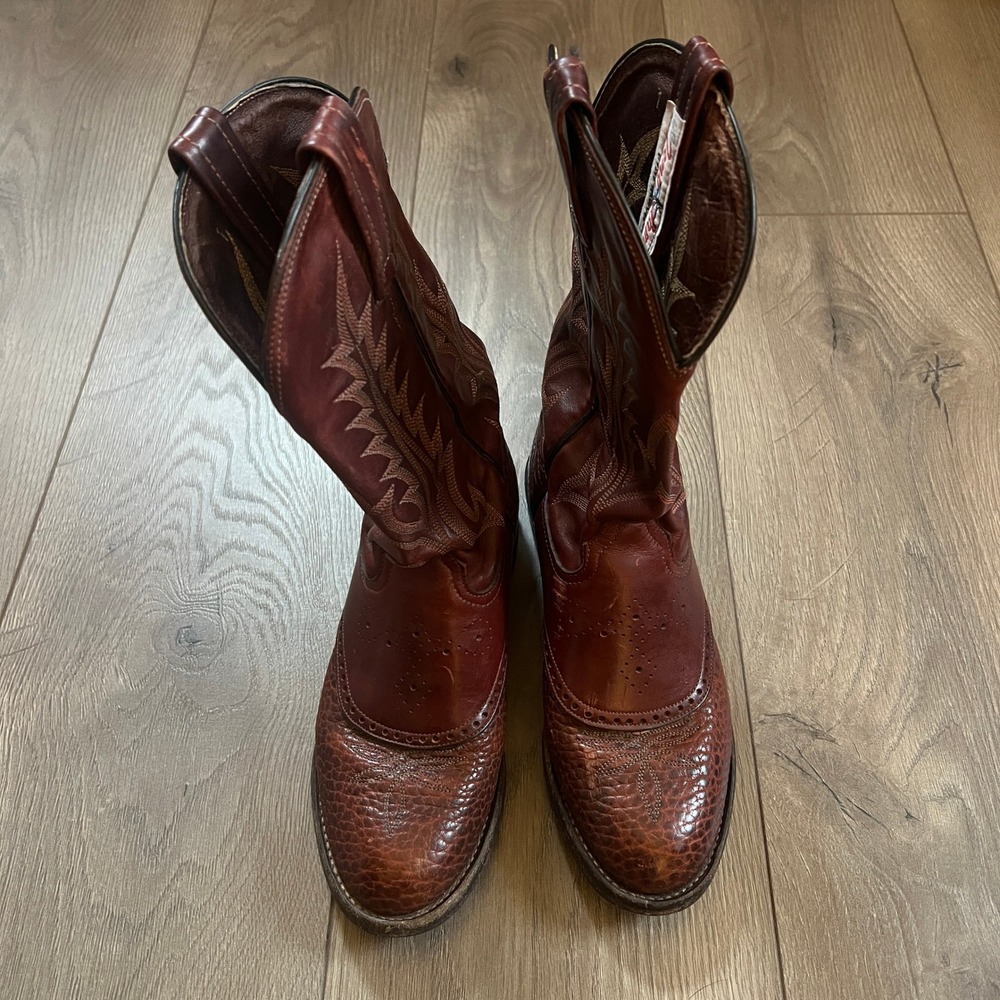 Vintage Tony Lama Brown Leather Cowboy Western Boots Womens Shoes Size 6B - Picture 3 of 11